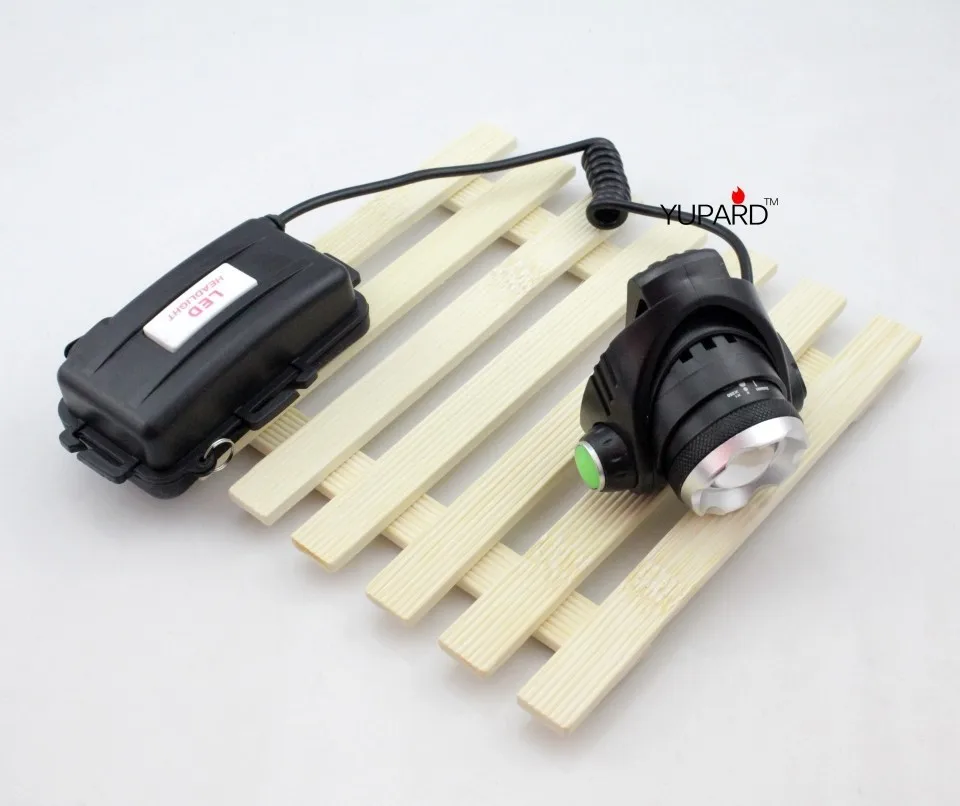 YUPARD Q5 светодиодный фонарь для кемпинга, охоты, рыбалки, налобный фонарь с регулируемой фокусировкой, налобный светильник Фонарь+ 2*1800 мАч 18650 аккумулятор+ зарядное устройство