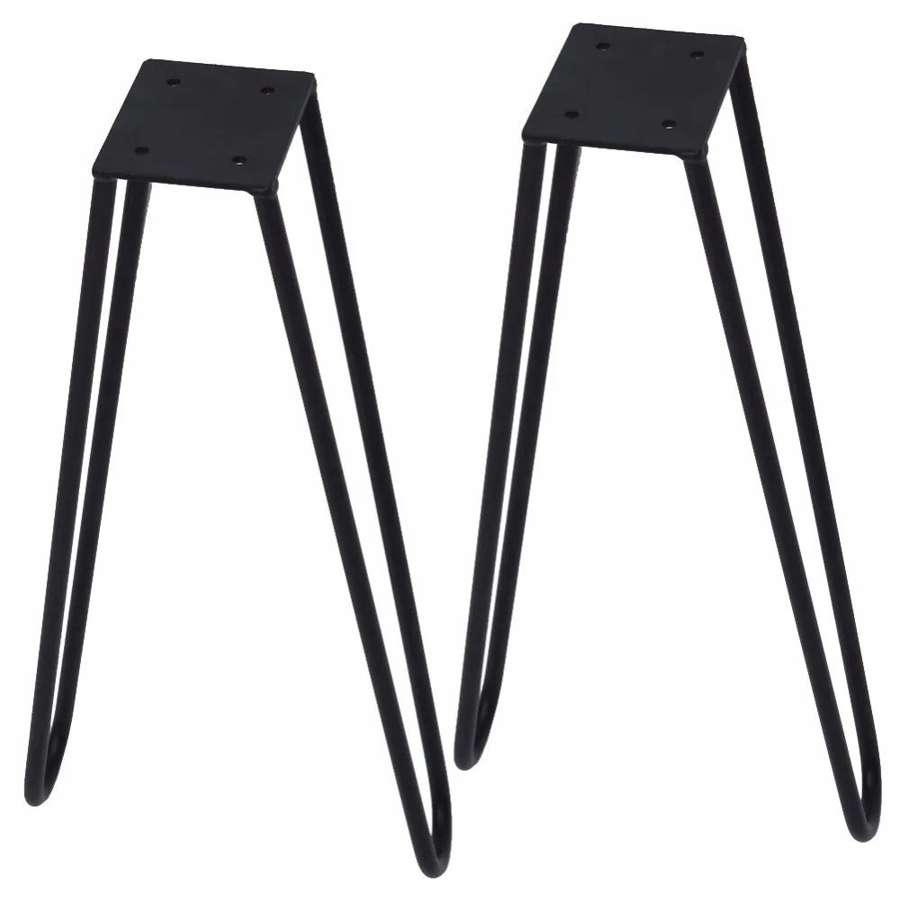 16 Inch(406mm)-Skateboard Legs-Matte Black Hairpin Legs-3/8 Solid Metal Bar Hairpin Table Legs Set of 2 (2pcs)