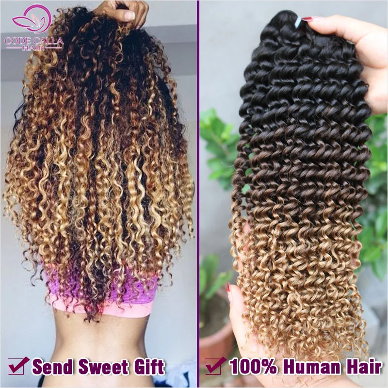 

Ombre Kinky curly Hair Weave 6A Afro Kinky Curly 1B#4#27/30 Ombre Brazilian curly Hair Weave Bundles 3Pcs/Lot Human Curly Zokc3