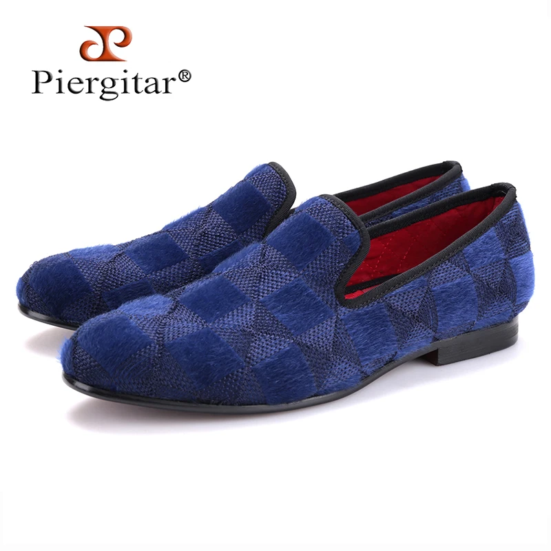 Piergitar 2017 two colors men velvet shoes with plaid horse hair design Handmade men prom loafers men plus size casual falts Piergitar 2017 two colors men velvet shoes with plaid horse hair design Handmade men prom loafers men plus size casual falts