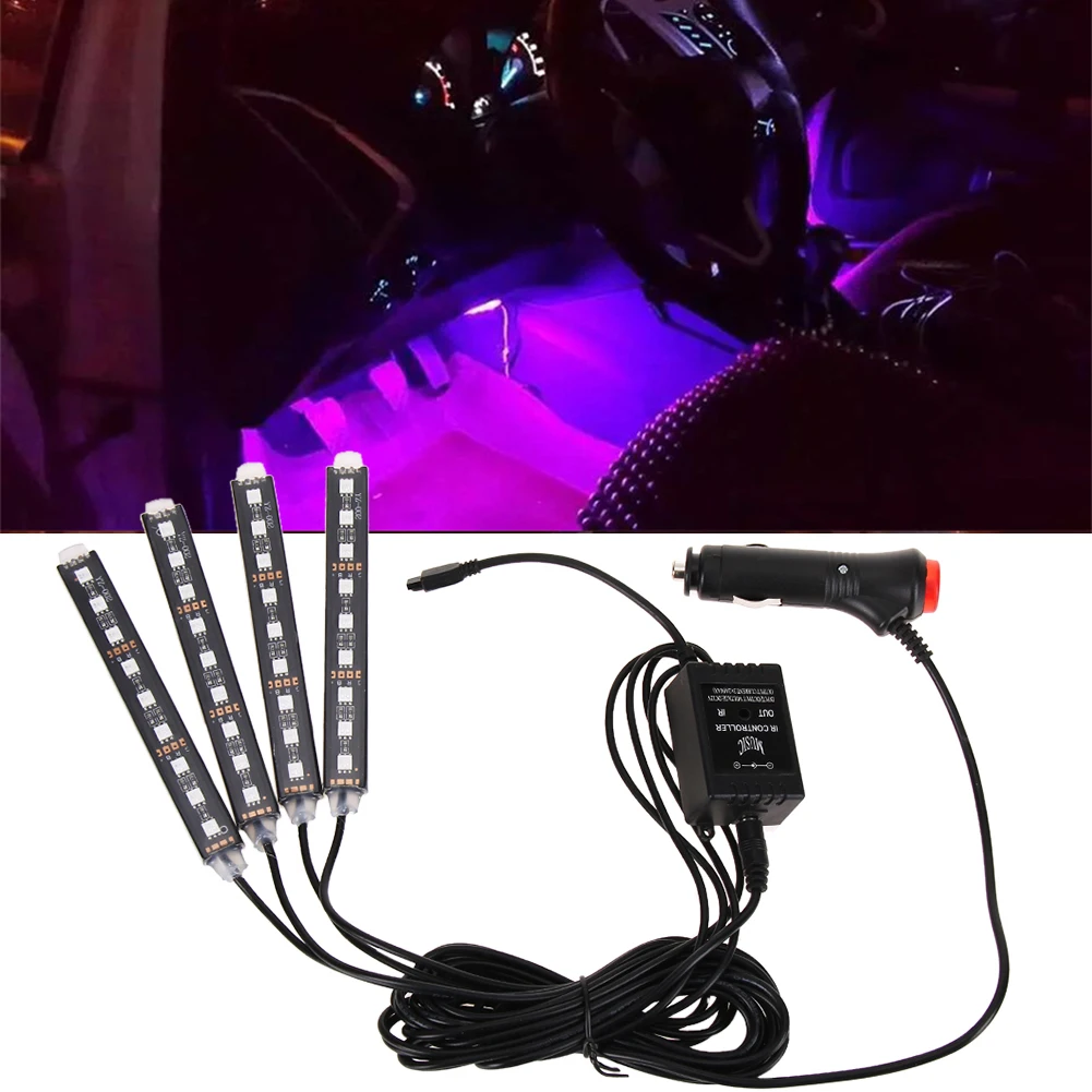 

Car RGB LED Strip Light 7 Colors Atmosphere Lamps 24 Keys Wireless IR Control Car Interior Light With Remote Car Styling Decora