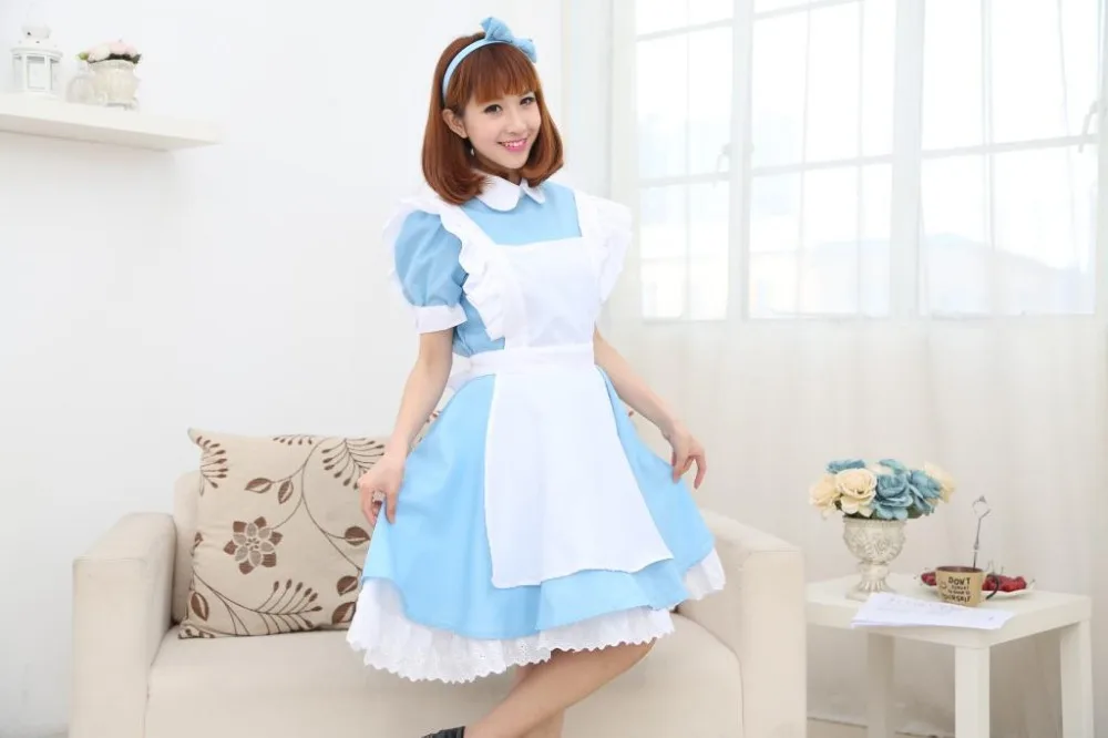 Alice maid cosplay maid outfits Sky blue maid role playing cartoon