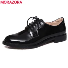 MORAZORA/ г. Новинка, туфли на плоской подошве из натуральной кожи, женские модные туфли-оксфорды на шнуровке с круглым носком демисезонная повседневная обувь