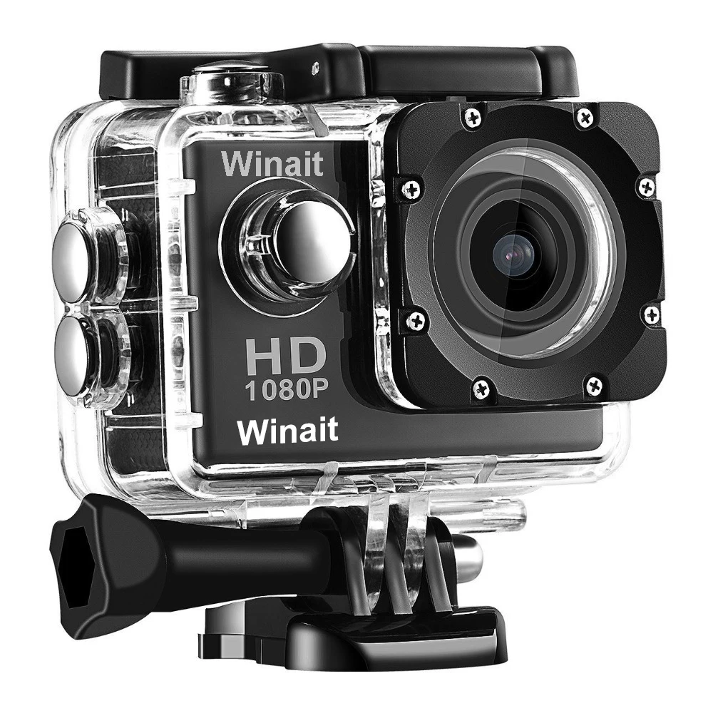 Winait Full HD 1080 P спортивная водоотталкивающая Камера GoPro видео Регистраторы возможностью погружения на глубину до 30 м подводный 2," ЖК-дисплей Дисплей мини спортивный DVR TF карты памяти максимум до 32 Гб