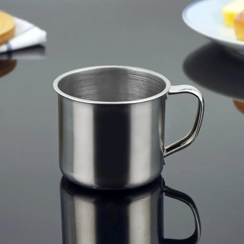 1pcs New 100ml Stainless Steel Portable Mug Silver Cup Wall Travel Tumbler Coffee Milk Mug Tea Cup Office
