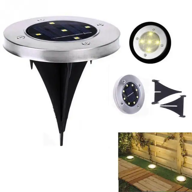 Solar Powered 2/3/4 LED Underground Waterproof Floor Buried Light Outdoor Lighting Solar Garden Decorative Lamp white warm