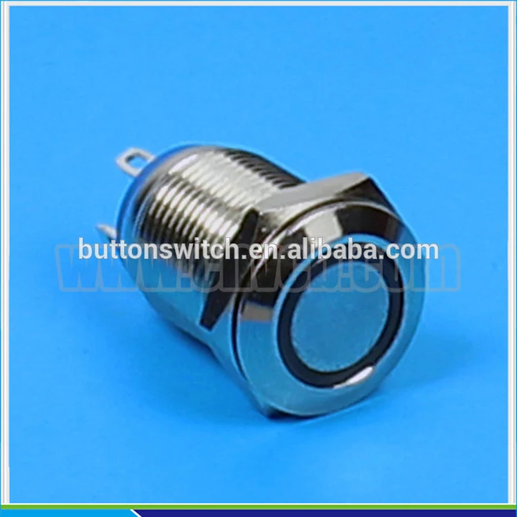 1221 12mm Flat round front head momentary ring type waterproof led switch