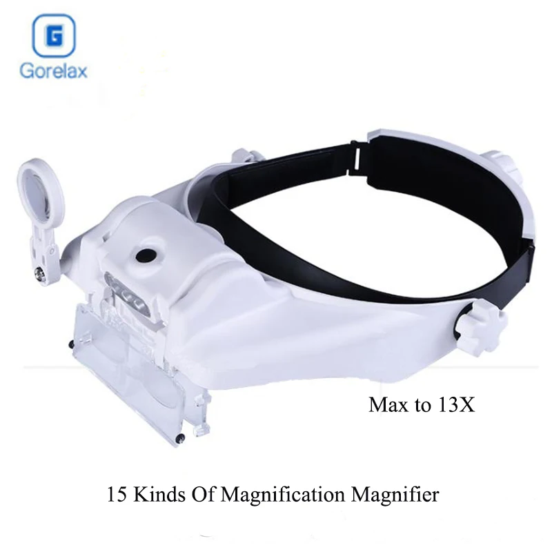 Glasses Magnifier Headband Helmet Magnifying Glasses Led lluminated Magnifier Loupe Optical Glasses Len Magnifier Reading Repair