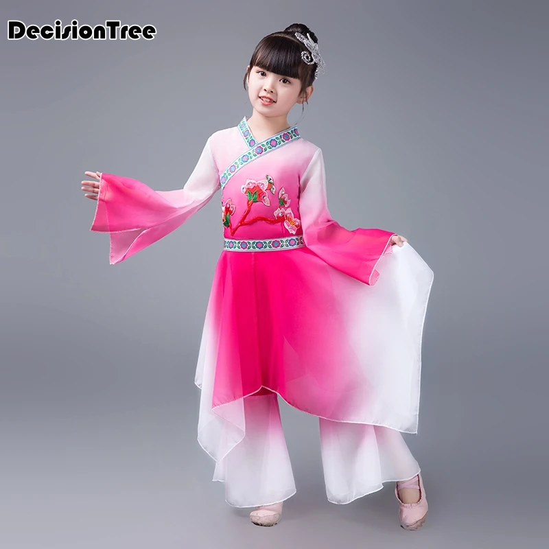 

2019 new ancient chinese costume kids child seven fairy hanfu dress clothing folk dance performance chinese traditional dress