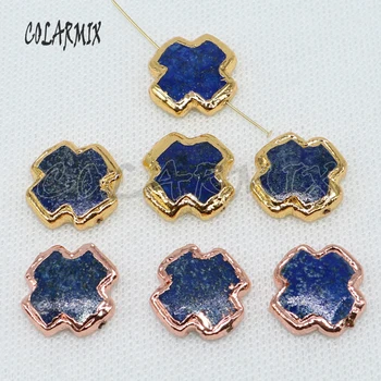 

Natural cross shape stone blue stone bead metal plated connector mix color stone jewelry finding for jewelry making4951