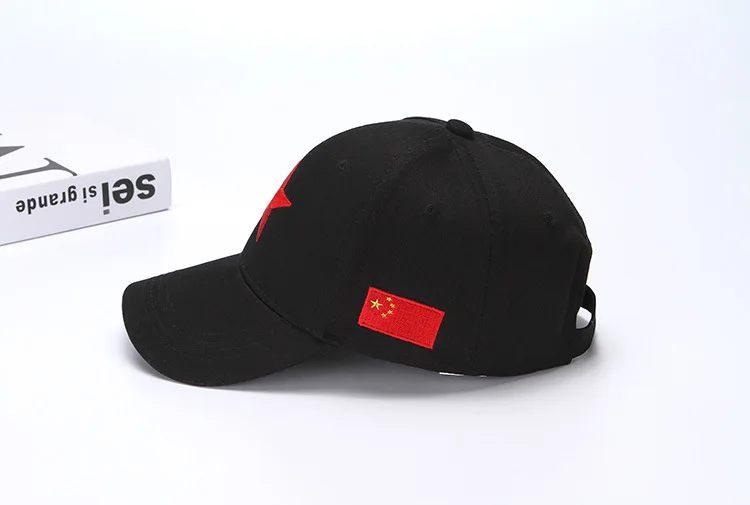 Пятизвездный красный флаг вышитые Китай бейсбольная кепка для мужчин и женщин для Этнические китайские люди Патриот черная белая кепка