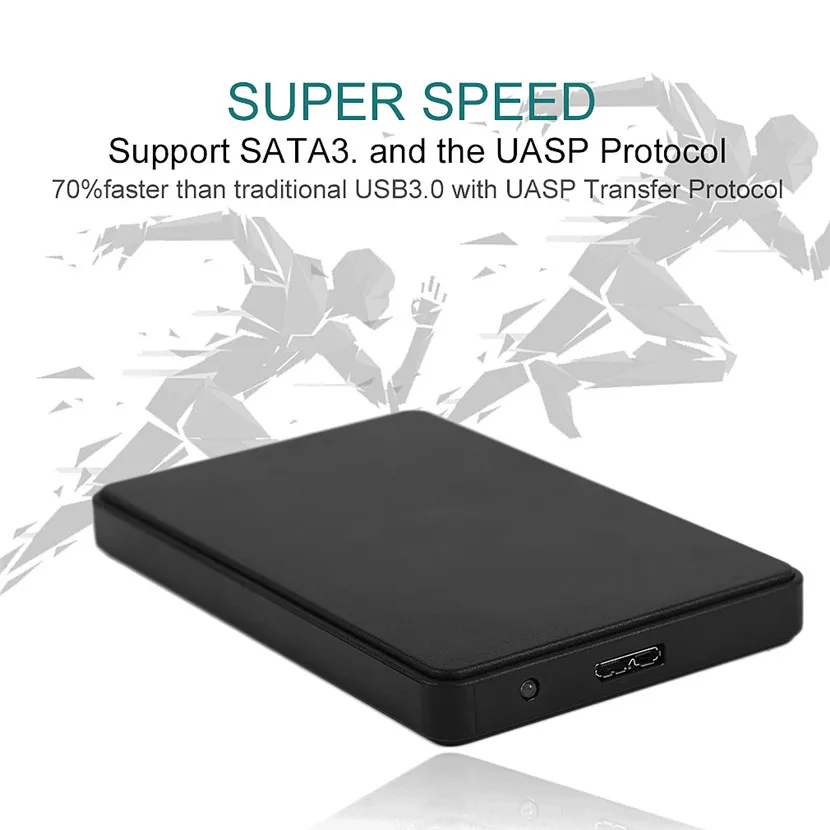 2.5 дюймов SATA внешний корпус USB3.0 Корпуса для жёстких дисков ABS коробка для жесткого диска Поддержка 3 ТБ Ёмкость hdd случае Портативный