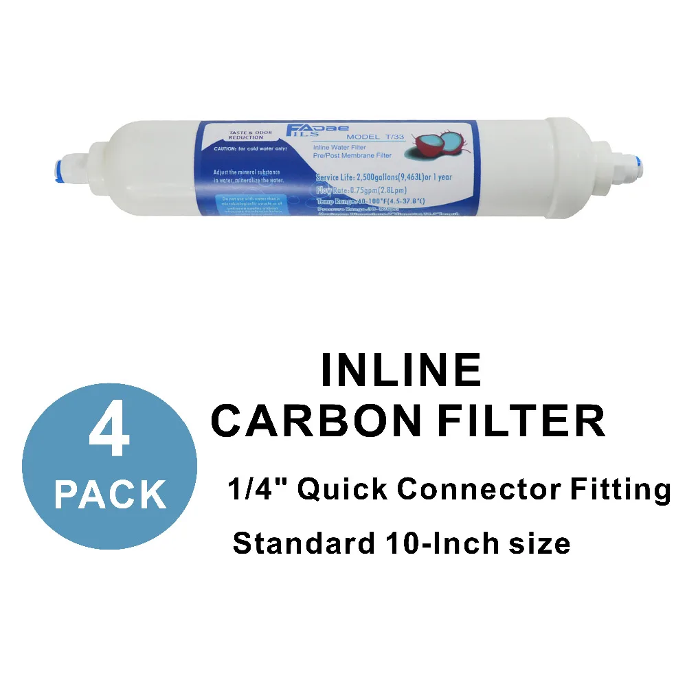 

Household Reverse Osmosis System Parts Post GAC Carbon Inline Water Filters-Quick Connect(4 Packed)