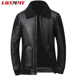 LONMMY 4XL Кожаная куртка Для мужчин пальто с мехом Для мужчин толстые узкие модные замшевые мужские пальто Костюмы меховые Плюшевые Подкладка