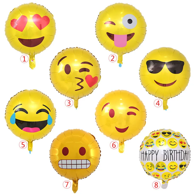 

5PCS/lot 18inch Emoji Balloons Smiley Face Expression Yellow helium balloon wedding decor Party Cartoon Inflatable Balloons