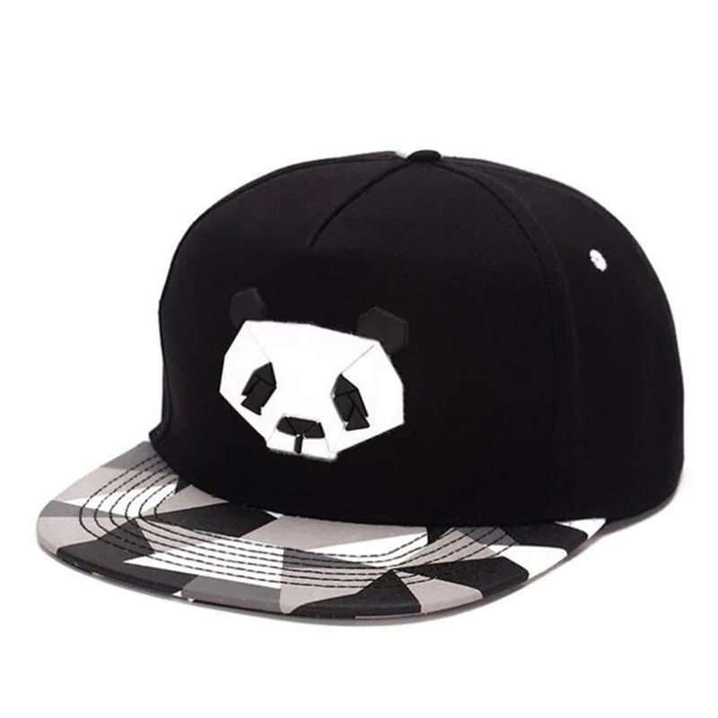 Модная весенне-летняя кепка для любителей бейсбола шапка "хип-хоп" мужская Милая панда Зебра резиновая hatsnapback плоская шляпа - Цвет: Черный