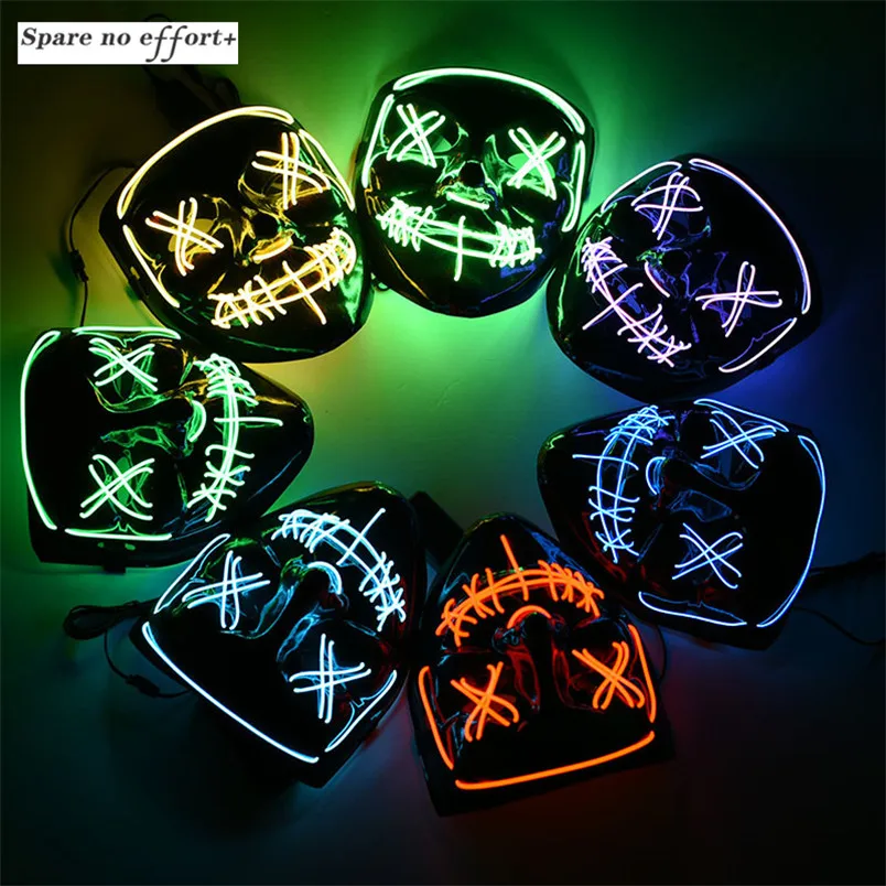

Halloween Horror Mask Led Mask Glow In The Dark Costume Kids Spooky Carnival Mask Costume Party Decoration Glowing Demon Evil