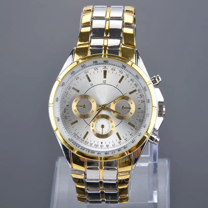 

Fashion Full Stainless Steel Gold Watch Luxury Watches Male Men's Quartz Watch Precise Scale Wristwatch relogio