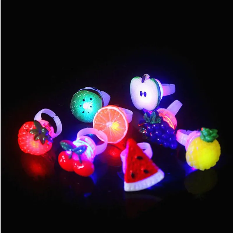 

LED Flashing Fruits Ring Light Up Blinking Finger Ring Kids Children Glow Jewelry Toys Gifts Party Cosplay Set Halloween