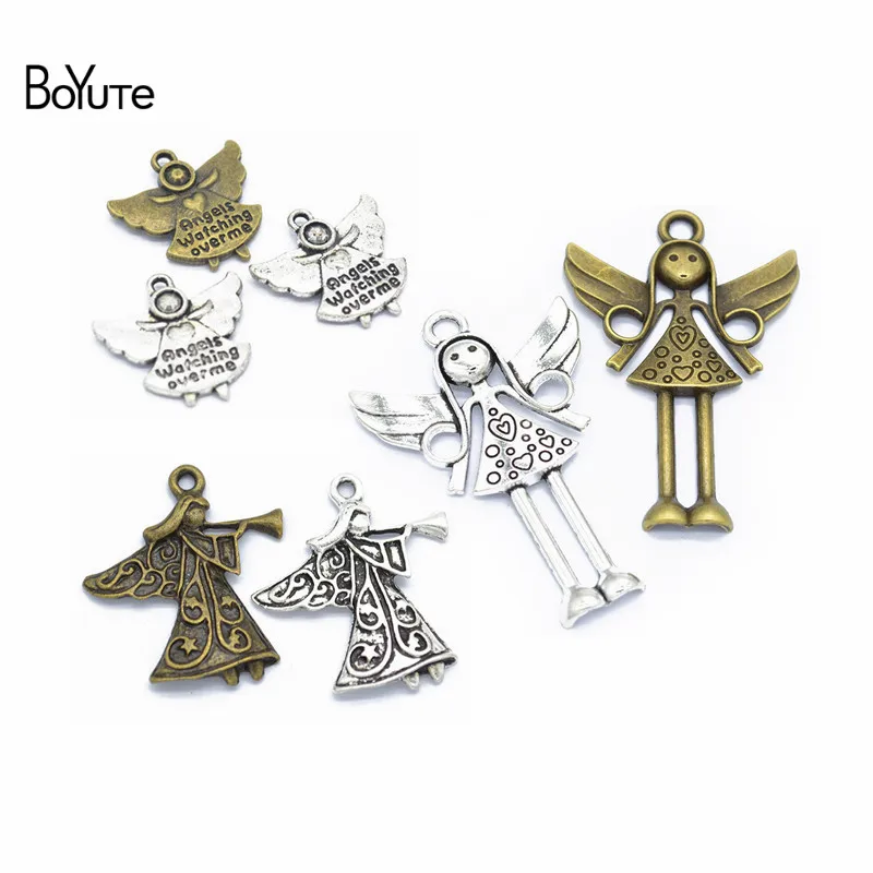

BoYuTe (40 Pieces/Lot) Metal Alloy Angel Girl Pendant Charms Diy Hand Made Jewelry Accessories