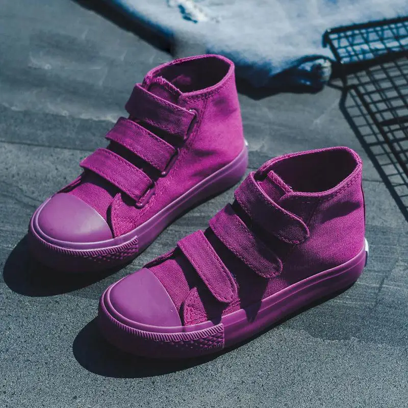 Детская обувь; парусиновые кроссовки для мальчиков; Детские кроссовки; коллекция года; модная обувь ярких цветов для девочек; обувь для маленьких девочек; сезон весна-осень - Цвет: Purple