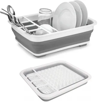 

Foldable Dish Rack Kitchen Storage Holder Drainer Bowl Tableware Plate Portable Drying Rack Shelf Dinnerware Organizer mx3021543