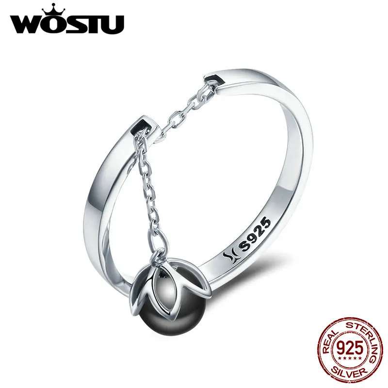

WOSTU NEW Real 925 Sterling Silver Tears Of Flowers Adjustable Rings for Women Fashion S925 Silver Jewelry Gift FIR314
