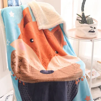

Size 100*140cm Cartoon Animal Kids Boy Girl Sherpa Blanket Printed Thin Quilt Autumn Winter Warm Adult Child Throw Blankets