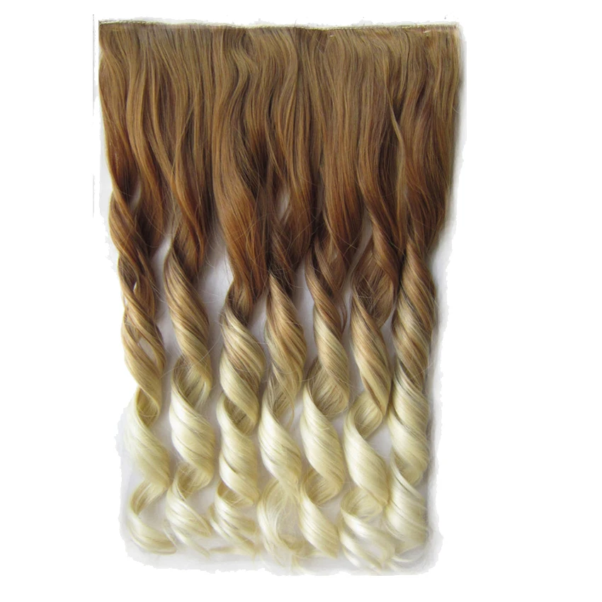 

TOPREETY Heat Resistant Synthetic Hair 130gr 22inches 55cm Curly 5 Clips on clip in Hair Extensions Ombre Colors GS-888