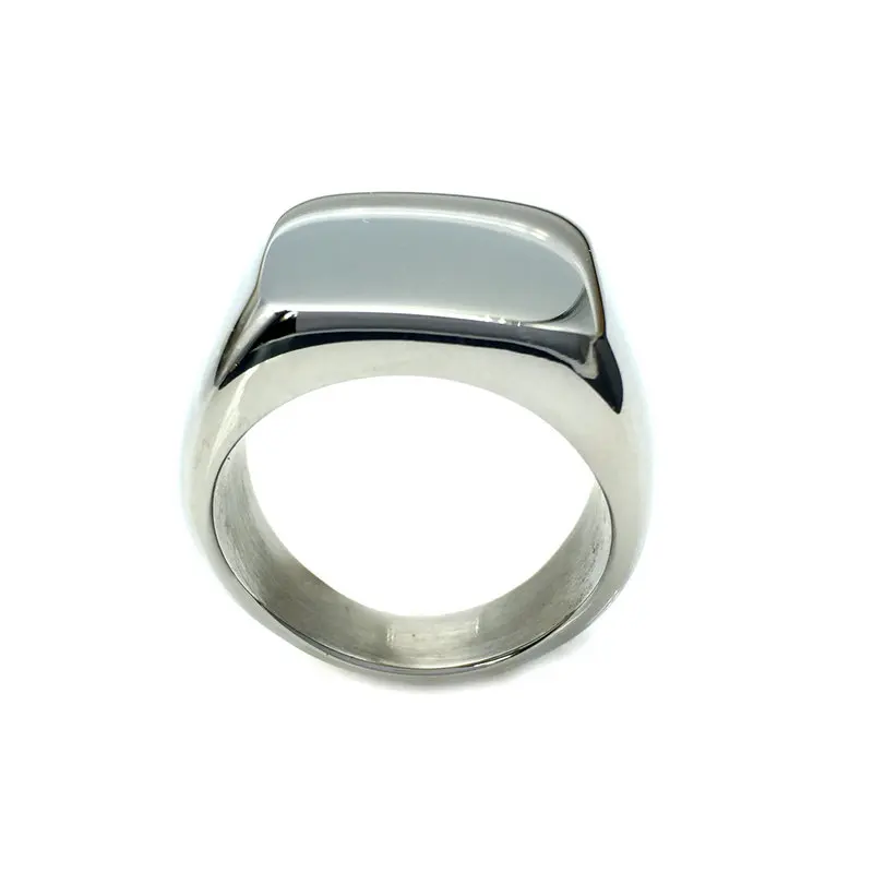 Gold Filed Smooth Mens Boys Mirror 316L Stainless Steel Signet Ring Simple Elegant Round Smooth Men Rings R-102