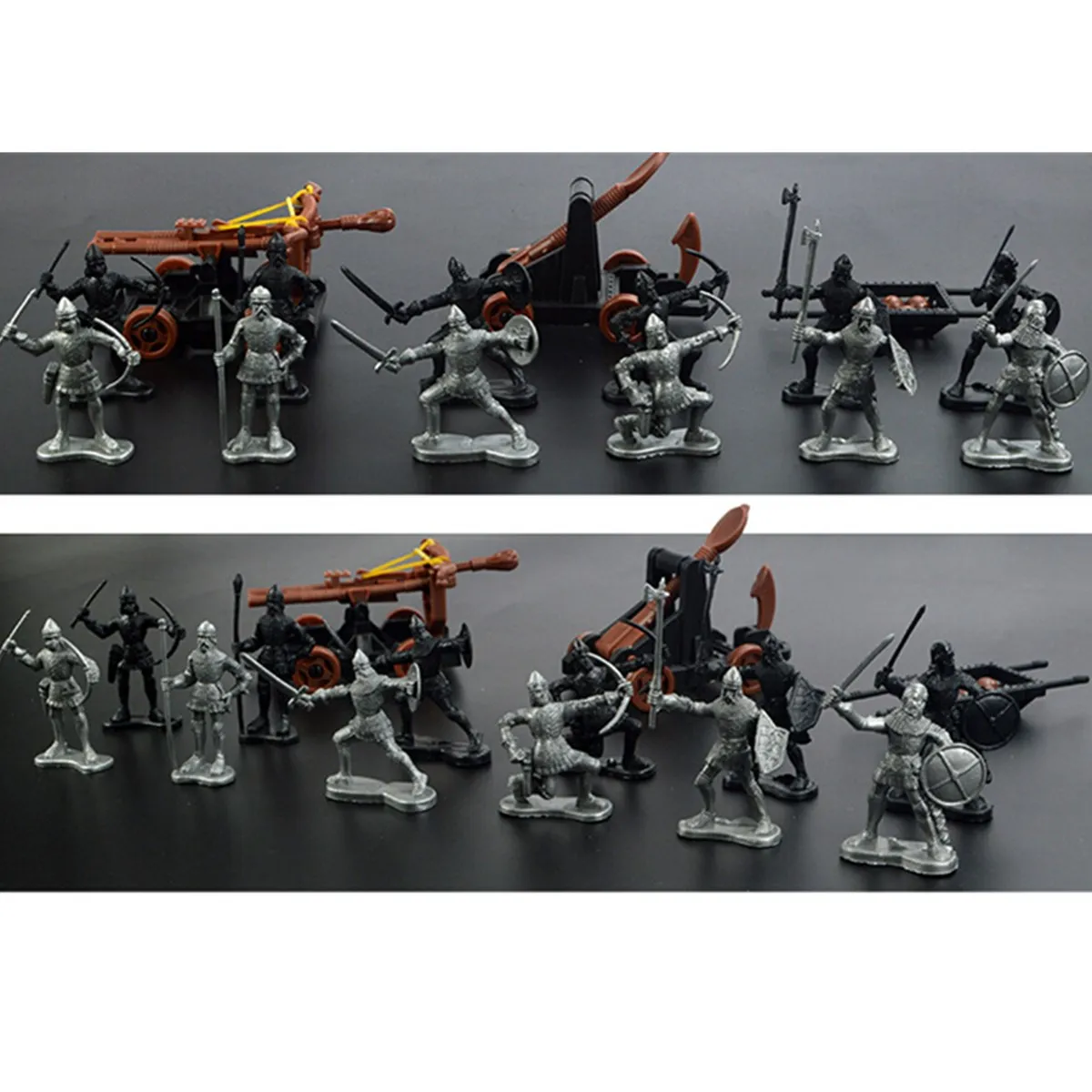 Plastic Castle Knights Medieval Toy Catapult Crossbow Soldiers Figures Playset