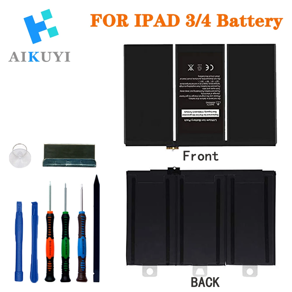 10pcs New tablet Battery for iPad 3/4 11560mAh A1403 A1416 A1430 A1433 A1459 A1460 A1389 replacement battery +Tools
