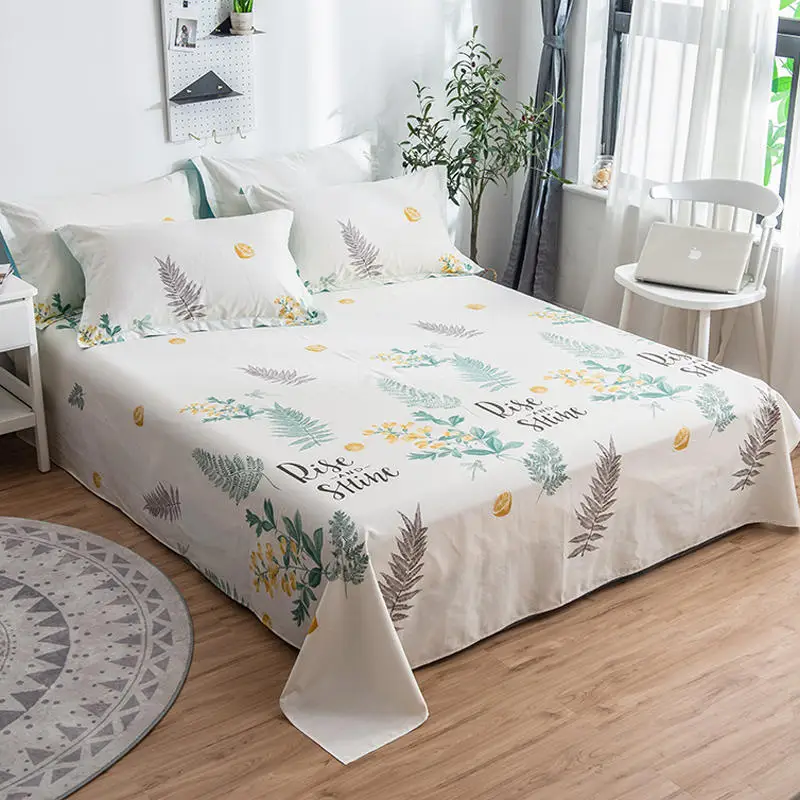 

100% Cotton Bed Flat Sheets Brief Style Printing Bed Mattress Bed Cover Sheet Home Textile Bed Linens(Without pillowcase)