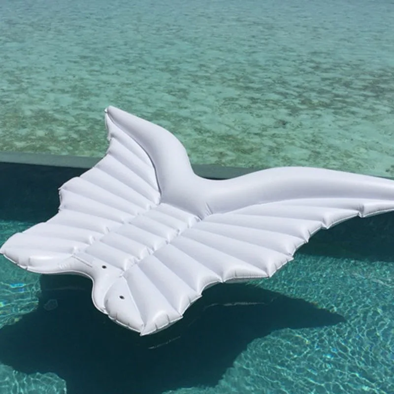 

Giant Inflatable Angel Wings Water Bed Floating Row Beach Fun Inflatable Pool Toys White Swimming Ring Air Mattress Sunbath Mat