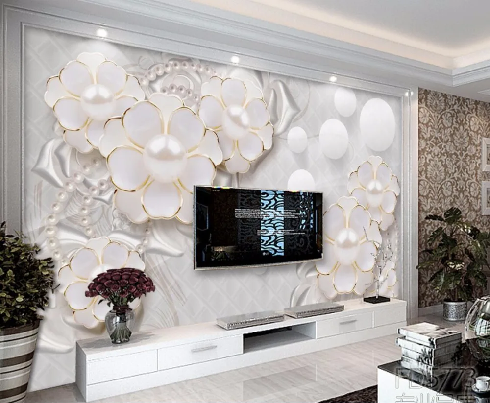 Beibehang personalizado foto papel de parede grande fresco 3d flores luxo 3d jóias tv fundo da parede 3d 33 HTB1bMQzihuaVKJjSZFjq6AjmpXaJ