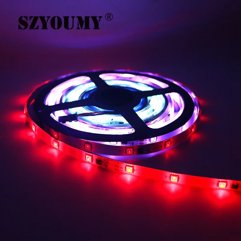 SZYOUMY 5050 SMD светодиодный полосы света smart 1903 IC RGB светодиодный Пикселей Ленты адресуемых цифровой IP67 Водонепроницаемый + RF пульт