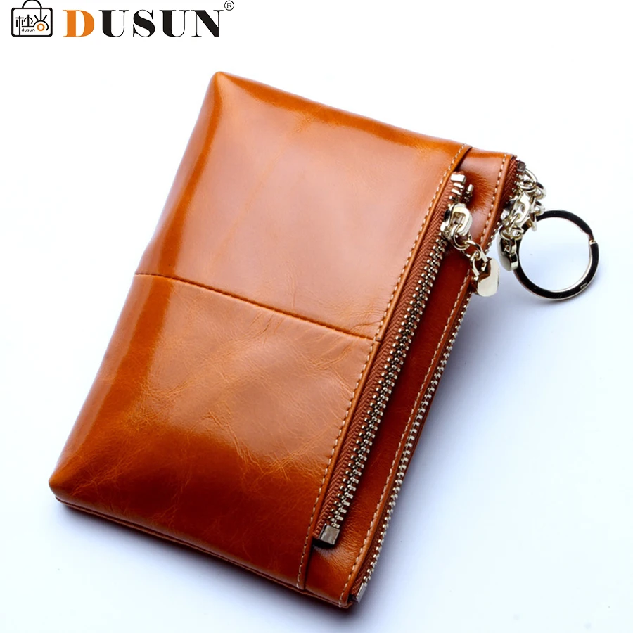 

DUSUN Short Wallet Women Mini Genuine Leather Wallets Fashion Solid Black Coin Purse Black Vintage Bags Ladies Cluth Feminina