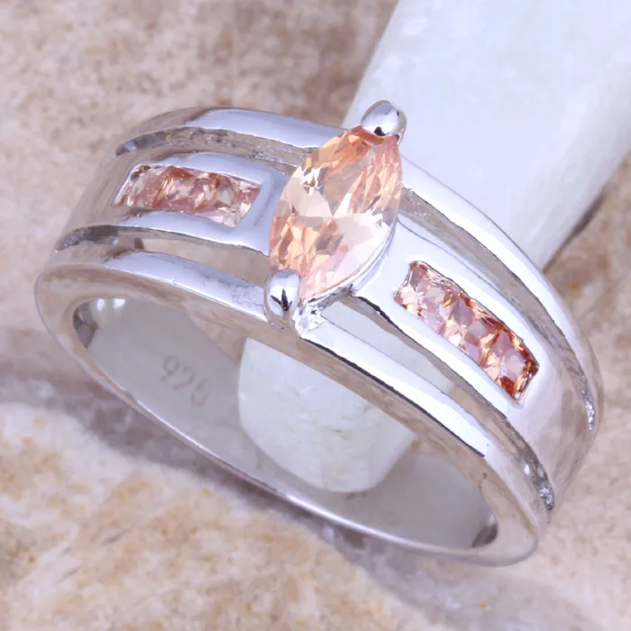Fetching Fake Three piece Champagne Morganite Silver Plated Ring Size 6 7 8 9 R1583 