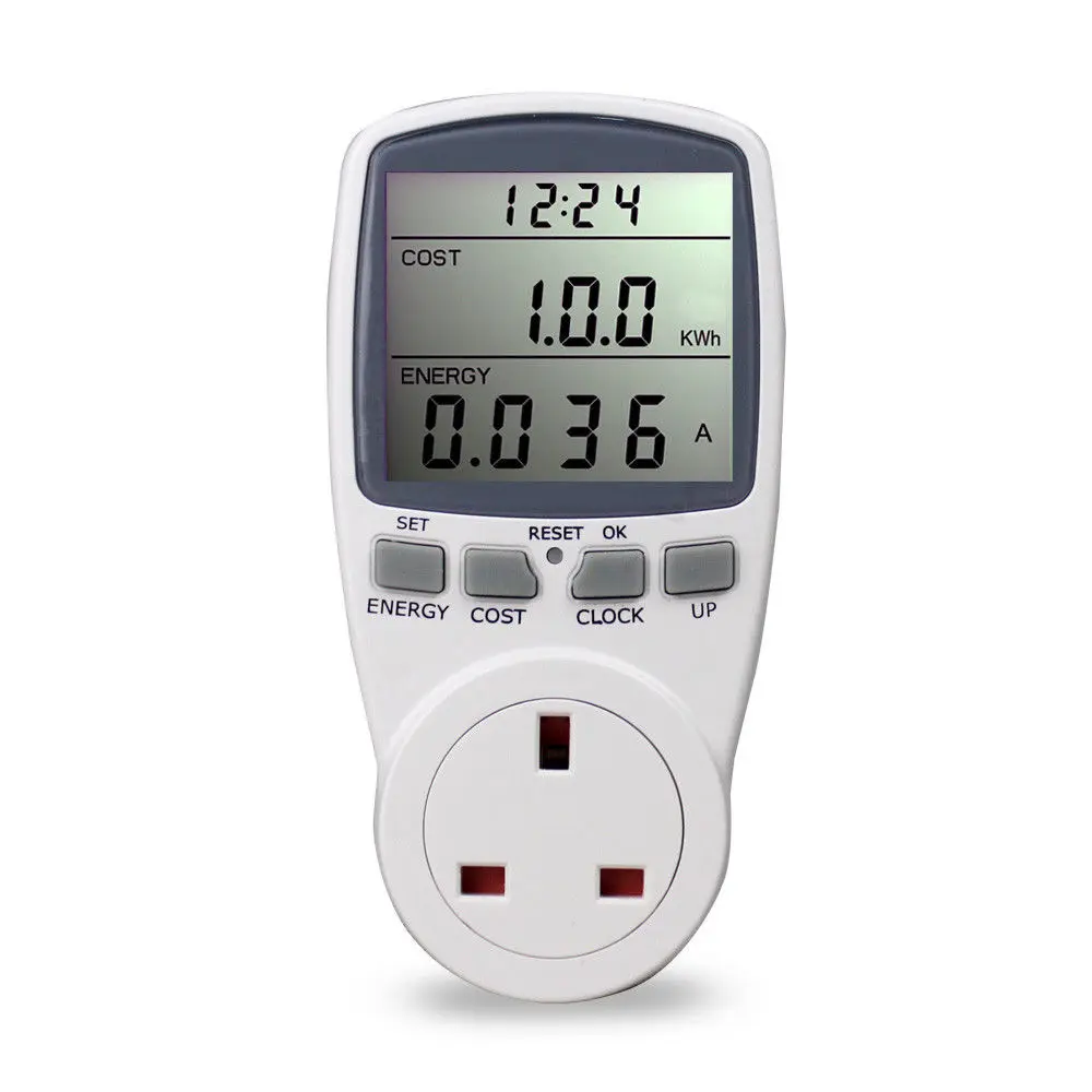 Baldr Tariff Digital UK Plug Power Meter Socket Energy Cost Watt