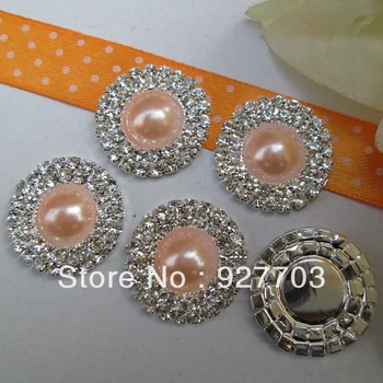 

(CM318 25mm)100pcs Double Round Pink Rhinestone Crystal Pearl Without Loop For Scrapbooking DIY Craft