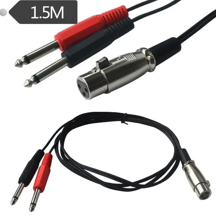 XLR 3 контактный разъем мама двойной 6 35 мм 1/4 &quotмоно штекер TRS аудио Y кабель|Кабели