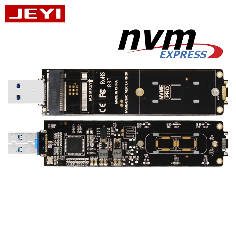 JEYI AVIGATOR m.2 NVME алюминиевый TYPEC3.1 мобильный SSD box optibay чехол SSD TYPE C3.1 JMS583 m2 USB3.1 M.2 PCIE SSD U.2 PCI-E SATA