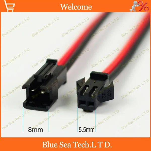 

2 Pin/way male&female Connector 2.54mm SM-2P with 2*10cm cable for Auto/LED /LCD/ boat