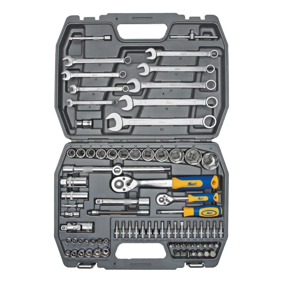Set hand tool KRAFT CT 700305 (82 item, size range 14-32mm, end head, bits, keys, case) цена Set hand tool KRAFT CT 700305 (82 item, size range 14-32mm, end head, bits, keys, case) цены онлайн
