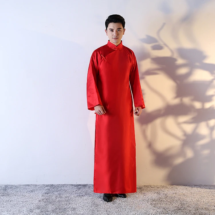 Большие китайские мужские халаты с вышивкой, традиционная Мужская одежда для сна, кимоно, халат в китайском стиле - Цвет: color1