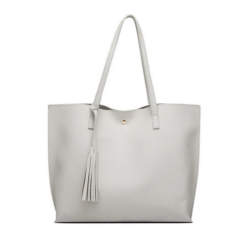 Adiputent Женская модная сумка с ручкой assel кожаная женская большая сумка Повседневная 7 цветов Женская Большой вместительный кошелек - Цвет: gray