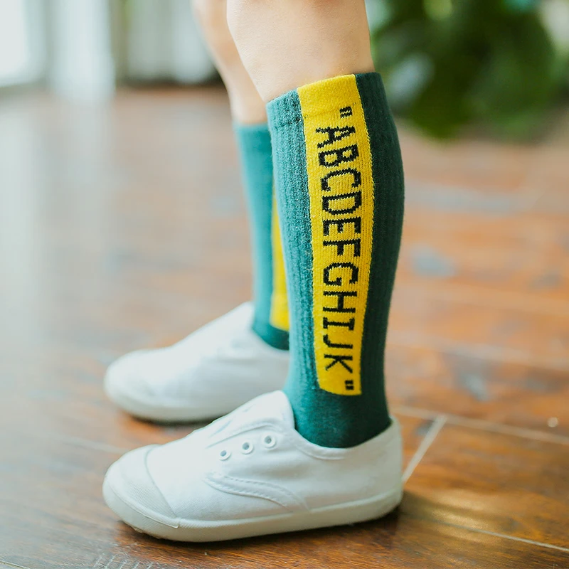 

New spring autumn children tube socks number letter kids boys girls sport kids socks