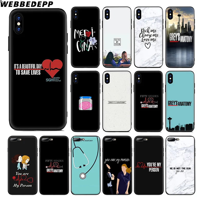 WEBBEDEPP You're My Person Greys Anatomy Soft Silicone Case for Apple iPhone 11 Pro Xr Xs Max X or 10 8 7 6 6S Plus 5 5S SE TPU |