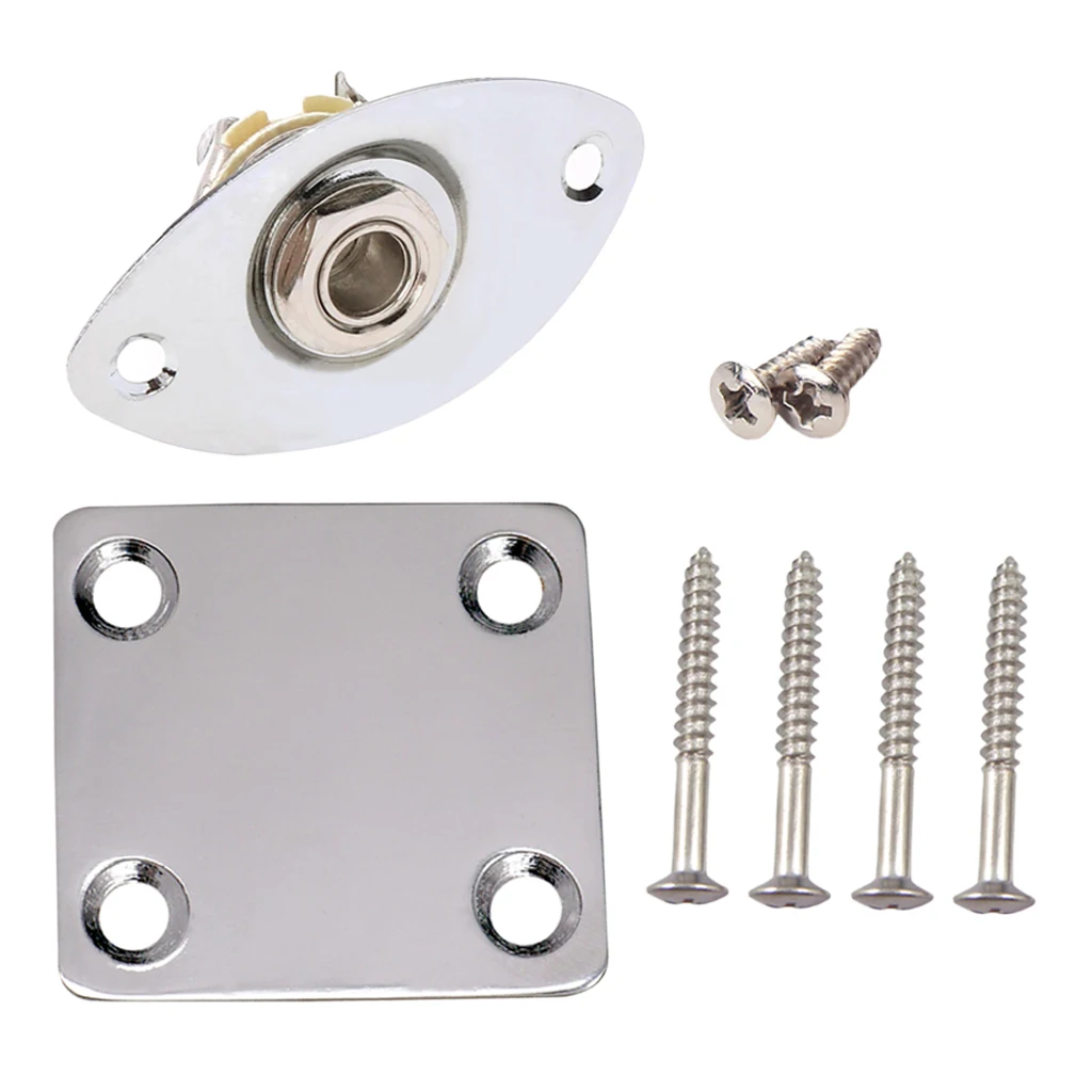1/4'' Oval Shape Guitar Jack Socket Plate & Bass Guitar Neck Plate for LP SG Style Guitars Parts & Accessories