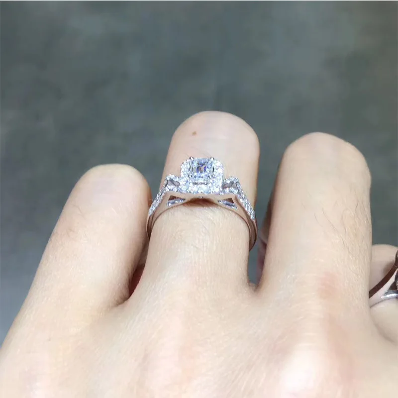 ANI 18 K Белое Золото(AU750) обручальное кольцо 0,725 CT GIA сертифицированное G/VS2 Изумрудное кольцо с натуральным бриллиантом Женское Обручальное кольцо с камнем